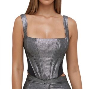 House of CB Silver Crop Top